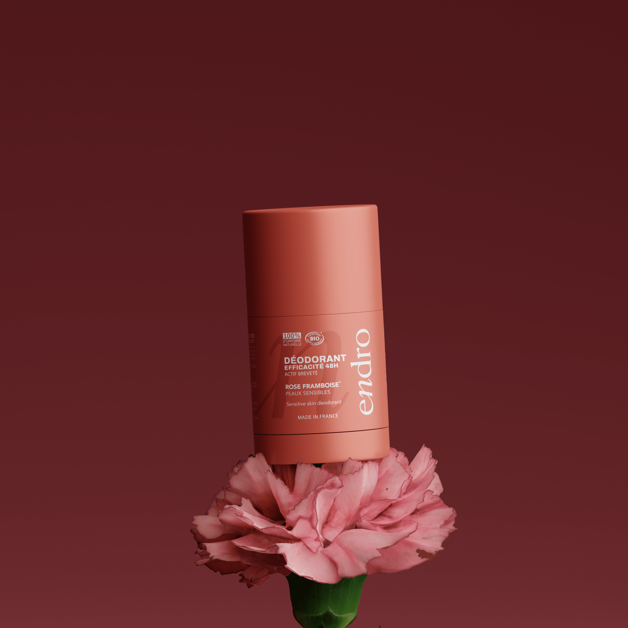 Déodorant stick 48H rechargeable - Parfum rose - framboise - Endro Cosmetiques