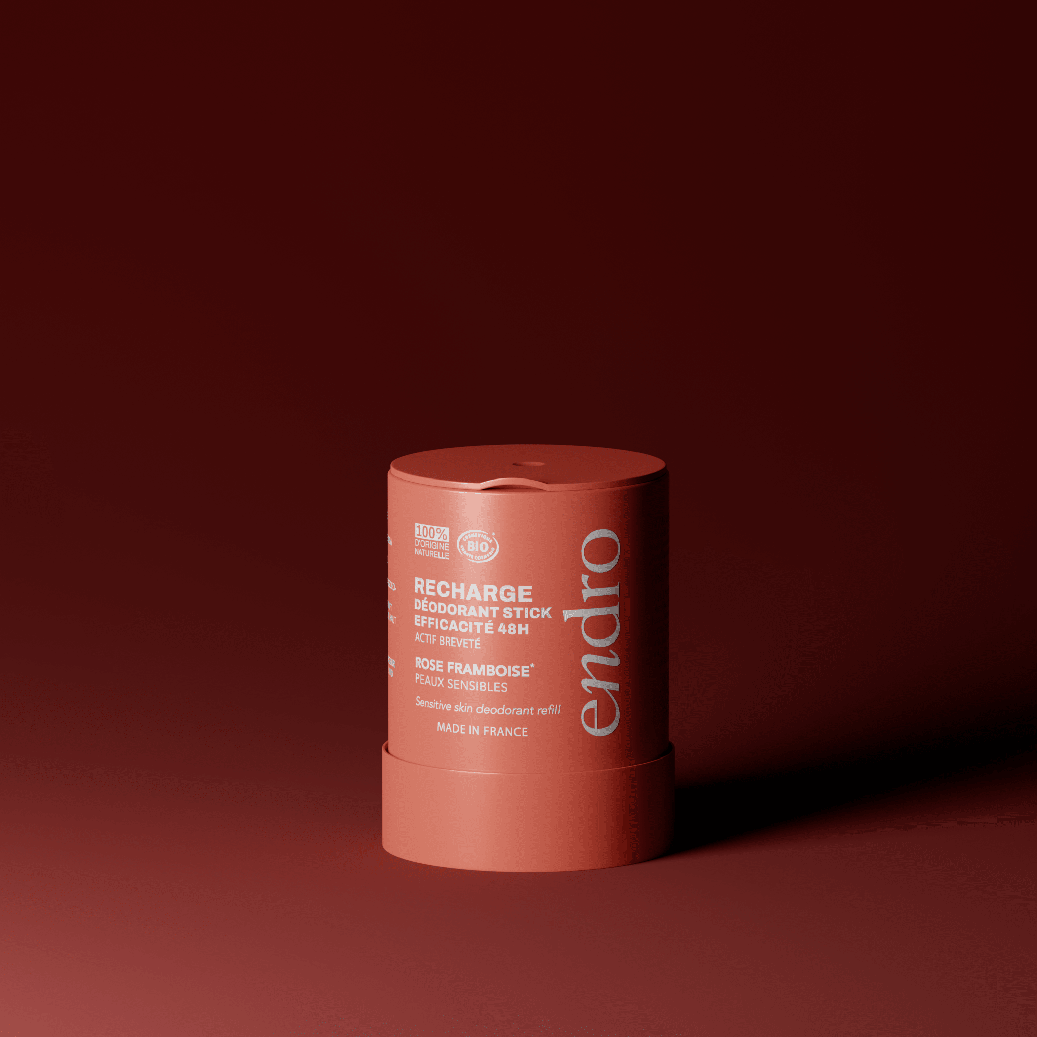 Recharge déodorant stick 48H - Parfum rose - framboise - Endro Cosmetiques